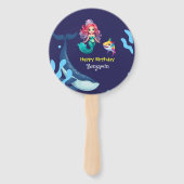 Niedlicher Mermaid-Hai Whale Regenbogen bunt Gebur Fächer (Rückseite)