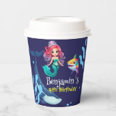 Niedlicher Mermaid-Hai Whale Regenbogen bunt Gebur Pappbecher (Vorderseite)