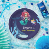 Niedlicher Mermaid-Hai Whale Regenbogen bunt Gebur Pappteller (Party)
