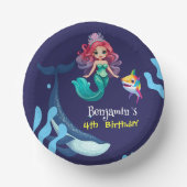 Niedlicher Mermaid-Hai Whale Regenbogen bunt Gebur Pappteller (Vorderseite)