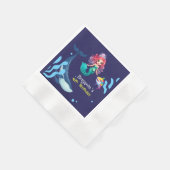 Niedlicher Mermaid-Hai Whale Regenbogen bunt Gebur Serviette (Ecke)