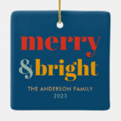 Niedlicher Merry & Bright Retro Groovy Weihnachtsb Keramikornament (Rückseite)