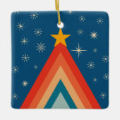 Niedlicher Merry & Bright Retro Groovy Weihnachtsb Keramikornament (Vorderseite)