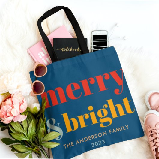 Niedlicher Merry & Bright Retro Groovy Weihnachtsb Tasche