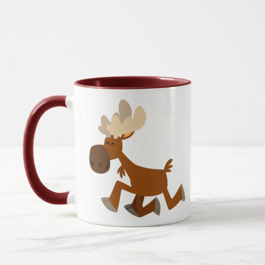 Niedlicher Merry-Cartoon-Elch Tasse (Links)