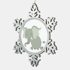 Niedlicher Merry Cartoon Elephant Pewter Ornament