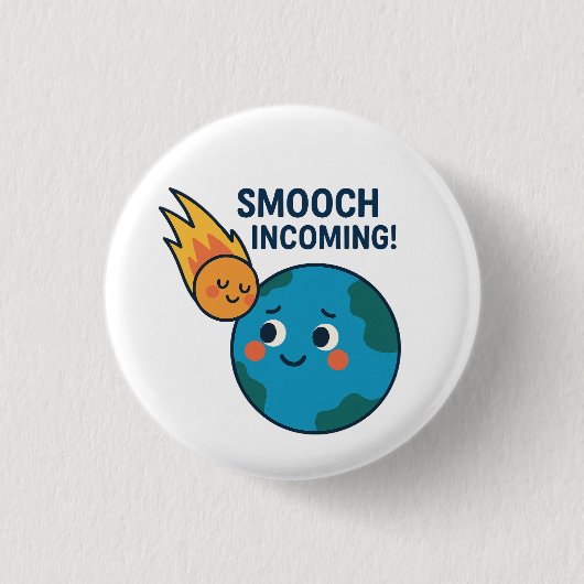 Niedlicher Meteor- und Earth-Cartoon - Schaltfläch Button (Vorderseite)