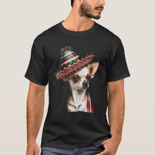 Niedlicher mexikanischer Chihuahua Hat Cinco De Ma T-Shirt
