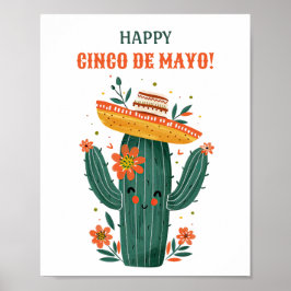 Niedlicher mexikanischer Kaktus Happy Cinco de May Poster