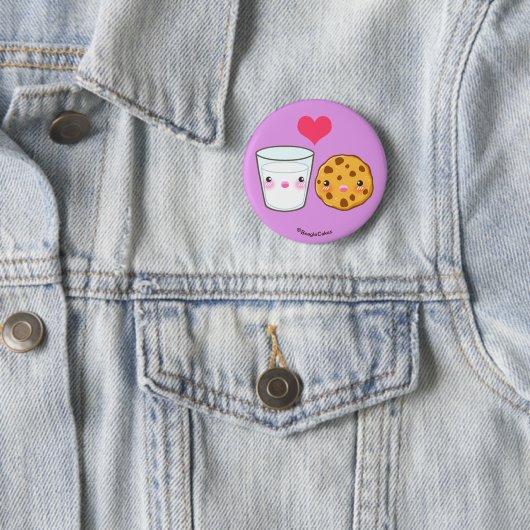 Niedlicher Milch u. Plätzchen Pinback Knopf Button (Beispiel)
