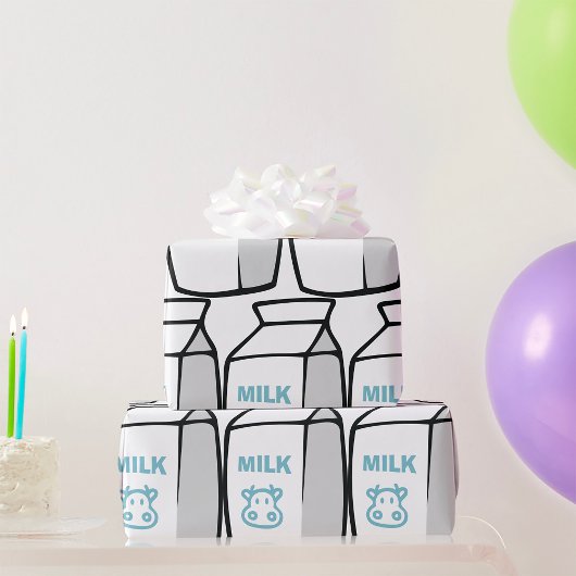 Niedlicher Milchkuh Cartoon Milchkarton Illustrati Geschenkpapier