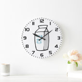 Niedlicher Milchkuh Cartoon Milchkarton Illustrati Große Wanduhr