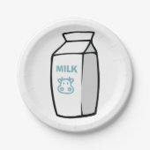 Niedlicher Milchkuh Cartoon Milchkarton Illustrati Pappteller (Vorderseite)