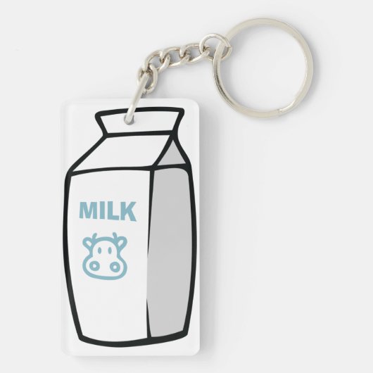 Niedlicher Milchkuh Cartoon Milchkarton Illustrati Schlüsselanhänger (Rückseite)