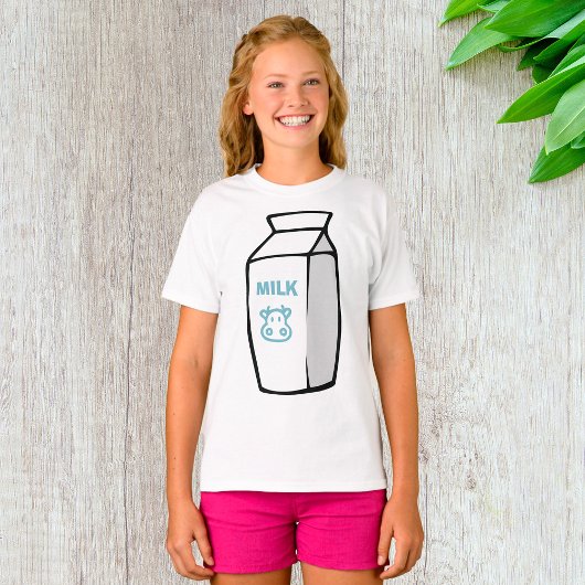 Niedlicher Milchkuh Cartoon Milchkarton Illustrati T-Shirt