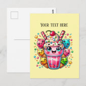 Niedlicher Milchshake mit Texteis Postkarte (Vorne/Hinten)