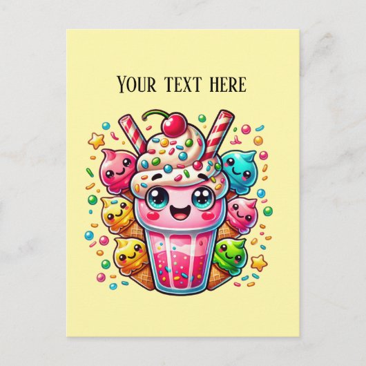Niedlicher Milchshake mit Texteis Postkarte (Vorderseite)