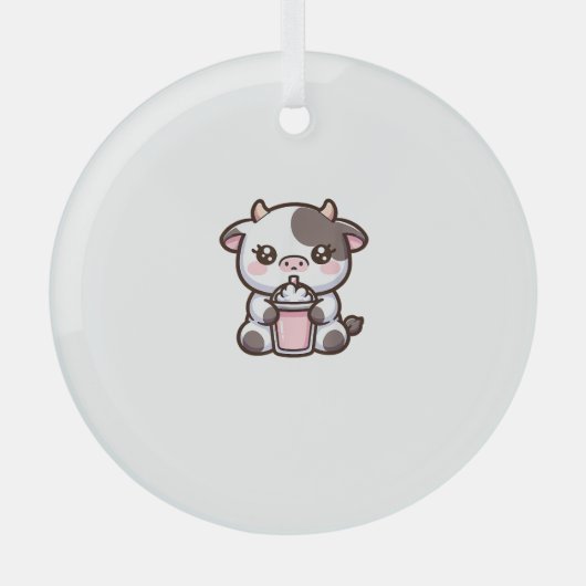Niedlicher Milkshake Lover Little Calf Frozen Jogh Ornament Aus Glas (Vorderseite)