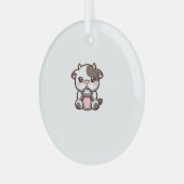 Niedlicher Milkshake Lover Little Calf Frozen Jogh Ornament Aus Glas (Vorderseite links)