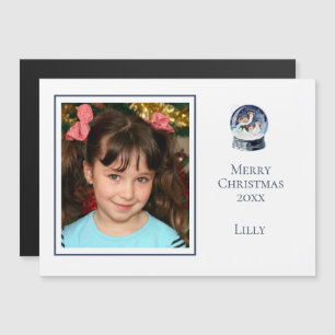 Niedlicher Minimal 1 Foto Weihnachtsschneeglobe Magnetkarte