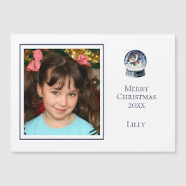 Niedlicher Minimal 1 Foto Weihnachtsschneeglobe Magnetkarte