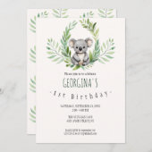 Niedlicher Minimal Koala Bär Geburtstag Einladung (Vorne/Hinten)
