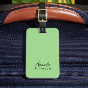 Niedlicher Minimaler hellgrüner Monogramm Vollname Gepäckanhänger