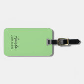 Niedlicher Minimaler hellgrüner Monogramm Vollname Gepäckanhänger (Vorderseite horizontal)