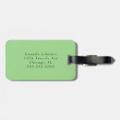 Niedlicher Minimaler hellgrüner Monogramm Vollname Gepäckanhänger (Rückseite horizontal)