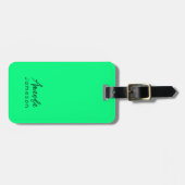 Niedlicher Minimaler Neon-grüner Monogramm Name Gepäckanhänger (Vorderseite horizontal)