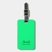 Niedlicher Minimaler Neon-grüner Monogramm Name Gepäckanhänger (Vorderseite vertikal)