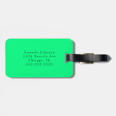 Niedlicher Minimaler Neon-grüner Monogramm Name Gepäckanhänger (Rückseite horizontal)