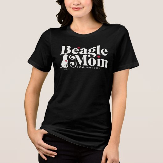 Niedlicher Minimalistischer Beagle Mama Dog Typogr Tri-Blend Shirt (Vorderseite)