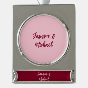 Niedlicher Minimalistischer Burgund-Rote Calligraf Banner-Ornament Silber