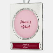 Niedlicher Minimalistischer Burgund-Rote Calligraf Banner-Ornament Silber (Links)