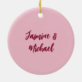 Niedlicher Minimalistischer Burgund-Rote Calligraf Keramik Ornament (Hinten)