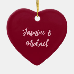 Niedlicher Minimalistischer Burgund-Rote Calligraf Keramik Ornament
