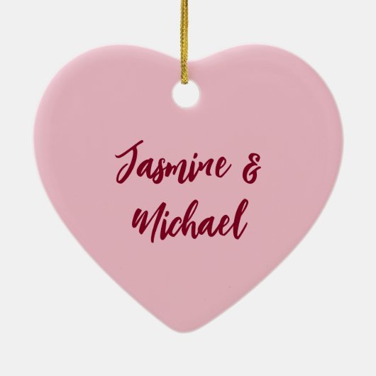 Niedlicher Minimalistischer Burgund-Rote Calligraf Keramik Ornament (Hinten)