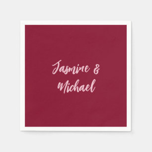 Niedlicher Minimalistischer Burgund-Rote Calligraf Serviette