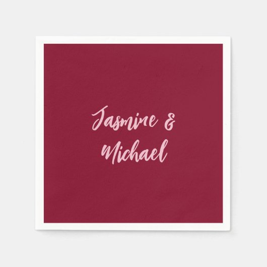 Niedlicher Minimalistischer Burgund-Rote Calligraf Serviette (Vorderseite)