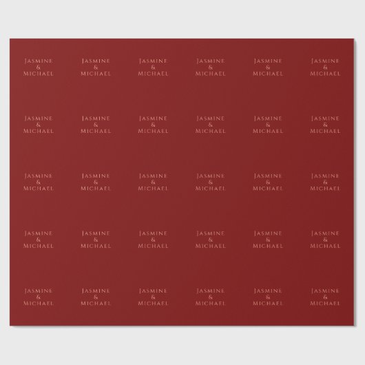 Niedlicher Minimalistischer Deep Red & Peach Name Geschenkpapier (Flach)
