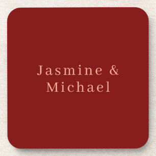 Niedlicher Minimalistischer Deep Red & Peach Name Getränkeuntersetzer