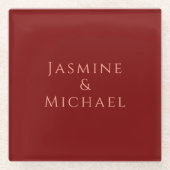 Niedlicher Minimalistischer Deep Red & Peach Name Glasuntersetzer (Vorderseite)