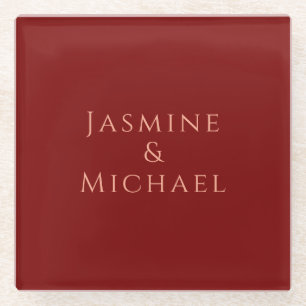 Niedlicher Minimalistischer Deep Red & Peach Name Glasuntersetzer