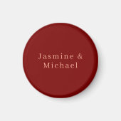 Niedlicher Minimalistischer Deep Red & Peach Name Magnet (Vorne)