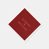 Niedlicher Minimalistischer Deep Red & Peach Name Serviette (Ecke)
