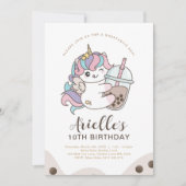 Niedlicher Minimalistischer Einhorn Boba Bubble Mi Einladung (Vorderseite)