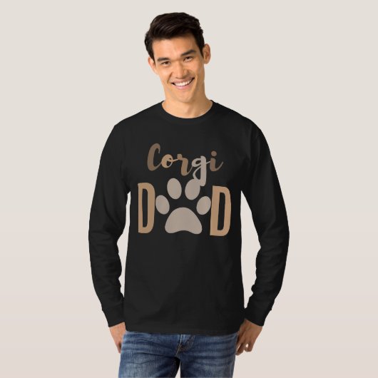 Niedlicher Minimalistischer Hund Corgi Vater T-Shirt (Vorne ganz)