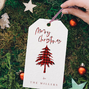 Niedlicher Minimalistischer Karierter Muster Weihn Geschenkanhänger