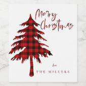 Niedlicher Minimalistischer Karierter Muster Weihn Weinetikett (Einzelnes Label)